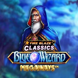 Fire Blaze Blue Wizard Megaways logo by Rarestone Gaming at Kingmaker Casino